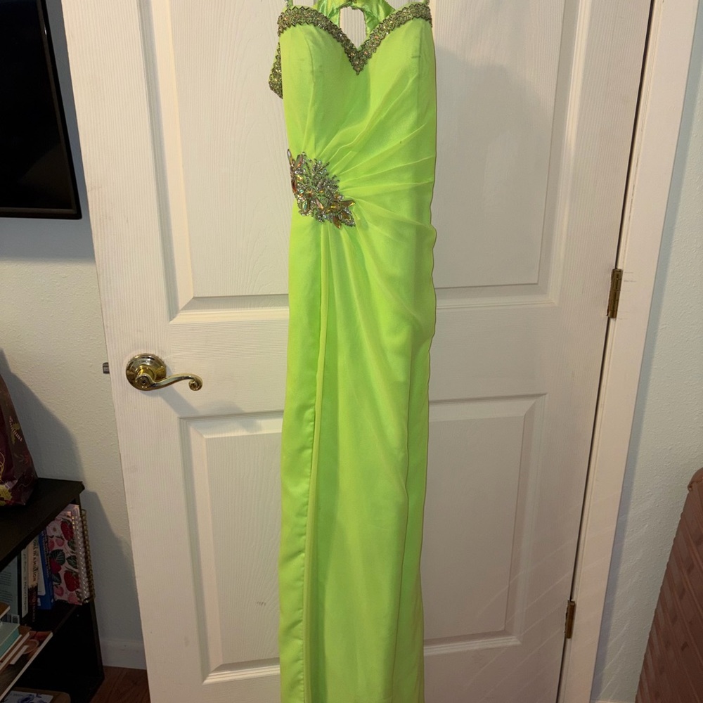 Dancing Queen Strapless Lime Prom dress